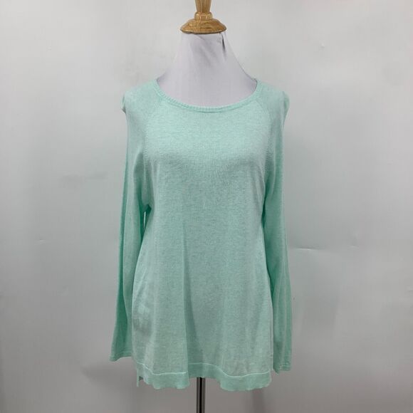 Eileen Fisher Long Sleeve Shirt Womens PL Petite Tencel Silk Blend Fine Knit Top - Picture 2 of 11